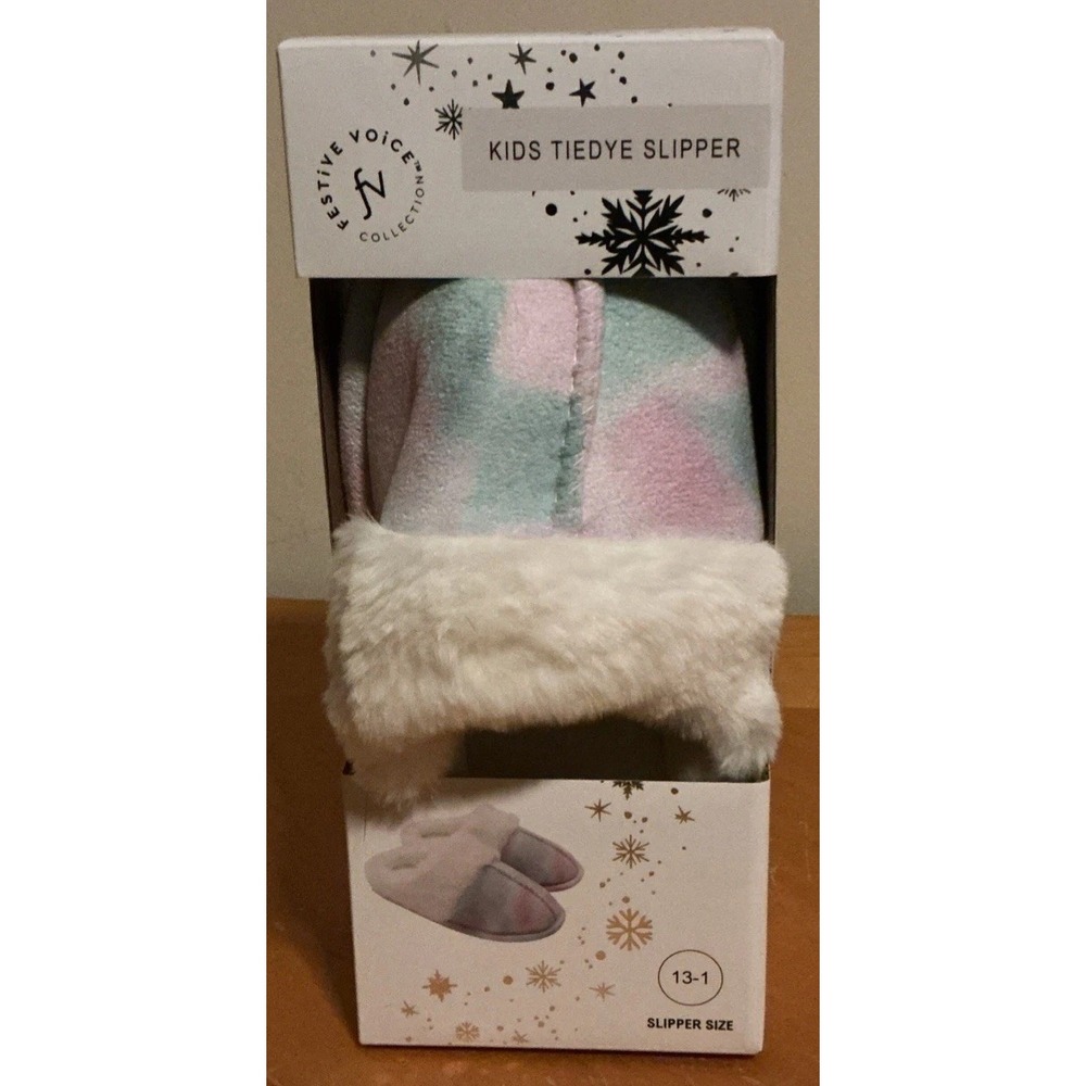 Festive Voice Collection‎ Kids Tie Dye Slippers, 13-1 Size, New In Package